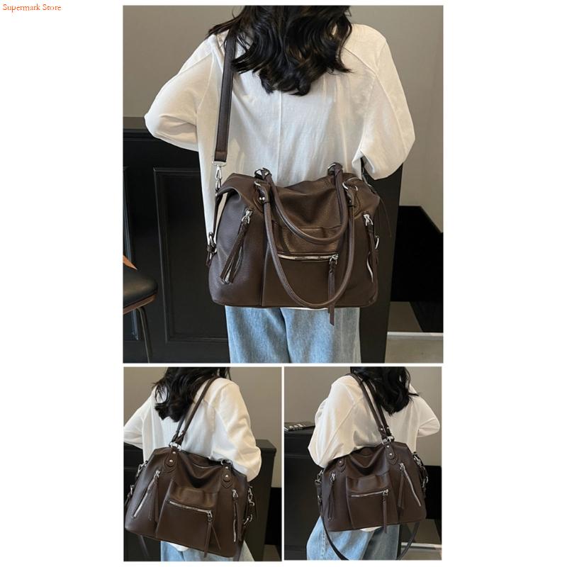 Leather Work Duffle Bag - Q5WE uniwersalna torba pachami Retro estetyczna